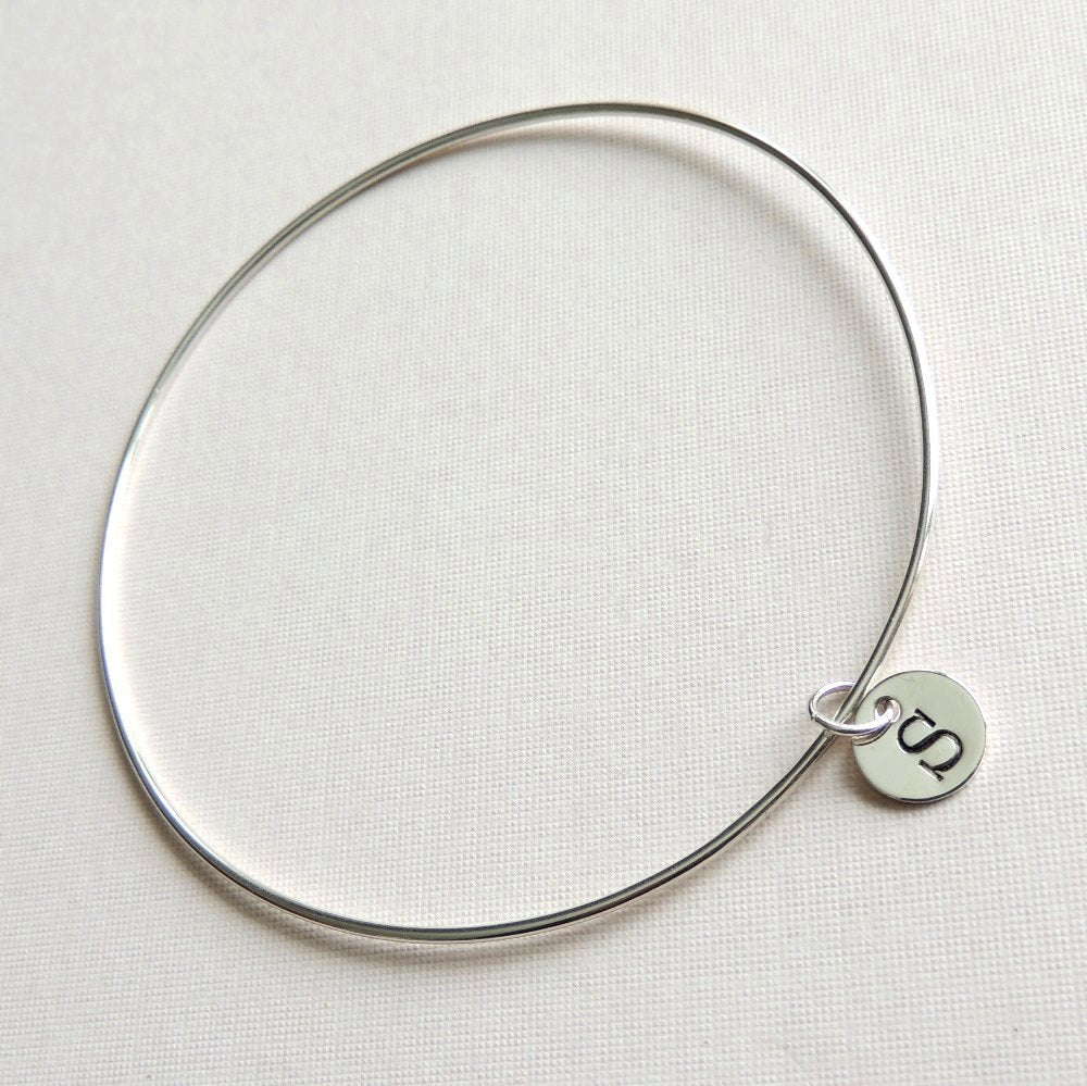 Personalized silver sale bangle