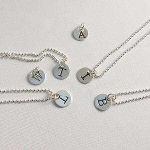 Initial Necklace Sterling Silver Personalized Jewellery Custom Stamped Typewriter Font