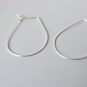 Drop Shaped Hoops Sterling Silver Lightweight Hoop Earrings 1.25" inch