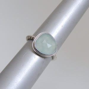 Aquamarine Ring Sterling Silver Rose Cut Gemstone Jewellery Size 7