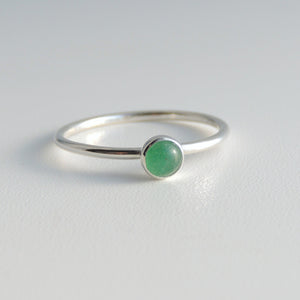 Green Aventurine Ring Sterling Silver Stacking Ring Green Stone Ring