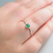 Green Aventurine Ring Sterling Silver Stacking Ring Green Stone Ring