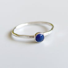 Blue Lapis Lazuli Stacking Ring Sterling Silver Bezel Set Stone