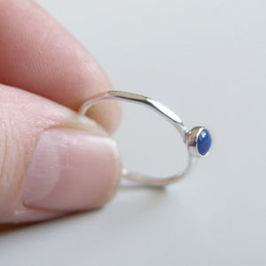 Blue Lapis Lazuli Stacking Ring Sterling Silver Bezel Set Stone