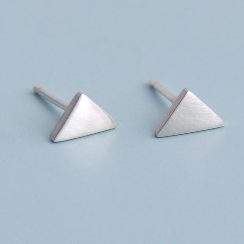 Triangle Stud Earrings Sterling Silver Small Post Earrings Silver Studs