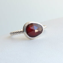 Freeform Garnet Ring Sterling Silver Rose Cut Gemstone Jewellery Size 8.5