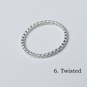 Thin Stackable Band Single Sterling Silver Ring Choice of Finish