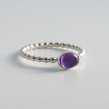 Oval Amethyst Ring Sterling Silver Gemstone Solitaire Ring