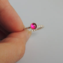 Lab Created Ruby Ring Sterling Silver Pink Gemstone Solitaire July Birthstone Ring