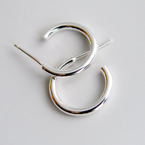 Sterling Silver Hoops Small Classic Stud Earrings 15mm Silver Studs
