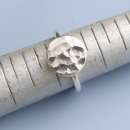 Hammered Circle Ring Sterling Silver Ring