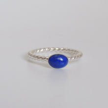 Oval Lapis Ring Sterling Silver Blue Gemstone Solitaire