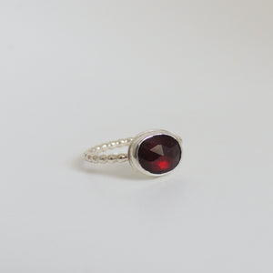 Garnet Ring Sterling Silver Rose Cut Freefrom Gemstone Jewellery Size 7