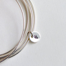 One Sterling Silver Bangle with Leaf Stamped Charm