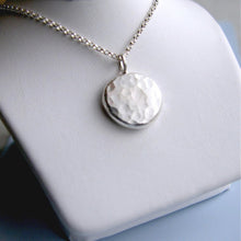 Hammered Circle Necklace Sterling Silver Nugget Pendant