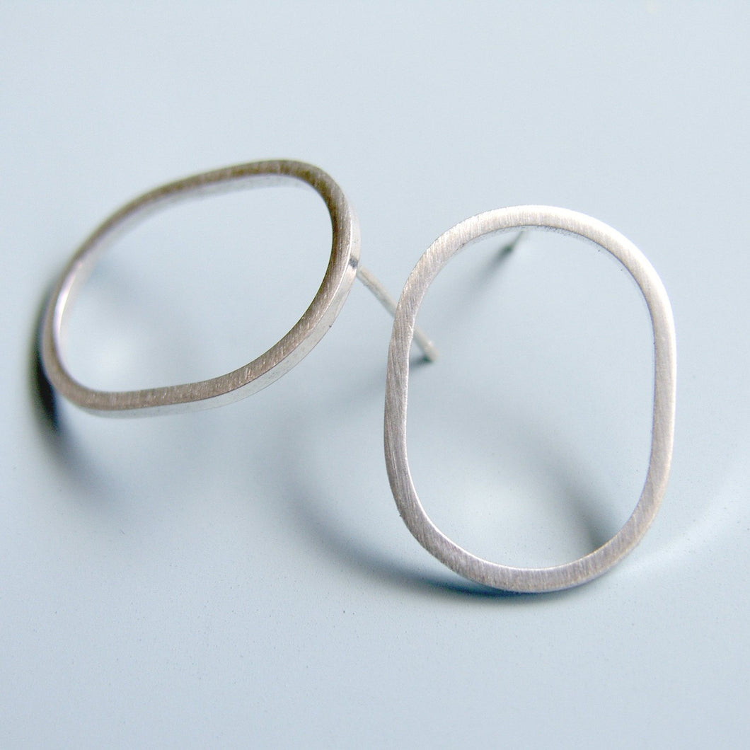 Oval Hoop Earrings Sterling Silver Studs Post Earrings Geometric Jewellery