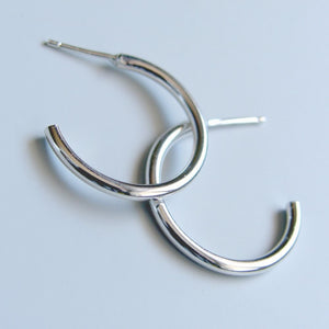 Sterling Silver Hoops Classic 1 inch Stud Hoop Earrings Silver Studs