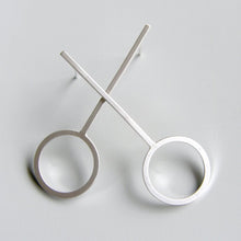 Mod Sterling Silver Drop Circle Post Earrings Geometric Jewellery Silver Studs