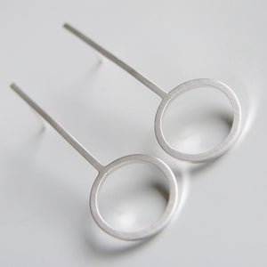 Mod Sterling Silver Drop Circle Post Earrings Geometric Jewellery Silver Studs