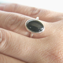 Black Onyx Ring Sterling Silver Ring Bezel Set Oval Stone