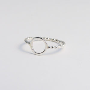 Sterling Silver Open Circle Ring Beaded Band