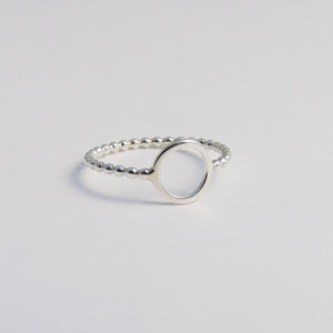 Sterling Silver Open Circle Ring Beaded Band