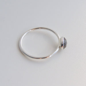 Oval Grey Moonstone Ring Sterling Silver Stacking Ring