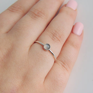 Grey Moonstone Ring Sterling Silver Stacking Ring