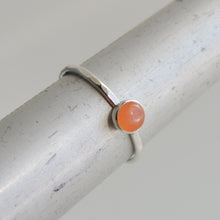 Peach Moonstone Ring Sterling Silver Stacking Ring