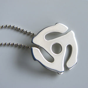 45 rpm Adapter Sterling Silver Necklace Retro 70's Necklace