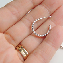 Sterling Silver Hoops Beaded 15mm Small Stud Earrings