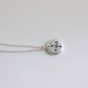 Compass Necklace Sterling Silver Nugget Pendant