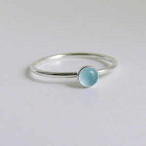Blue Chalcedony Ring Sterling Silver Gemstone Stacking Ring
