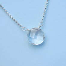 Rock Crystal Quartz Necklace Sterling Silver Simple Clear Stone Choker