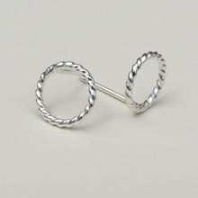 Open Circle Stud Earrings Twisted Sterling Silver Small Post Earrings
