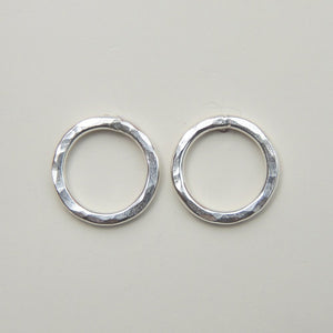 Open Circle Post Earrings Hammered Sterling Silver Small Stud Earrings