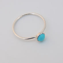 Turquoise Ring Sterling Silver Stacking Ring Serrated Bezel