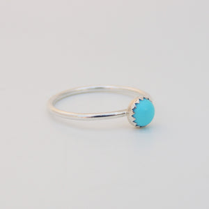 Turquoise Ring Sterling Silver Stacking Ring Serrated Bezel