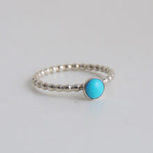 Turquoise Ring Sterling Silver 5mm Sleeping Beauty Turquoise Gemstone Solitaire