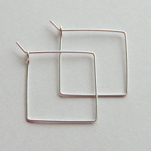 Square Hoops Sterling Silver Square One Inch Hoop Earrings Simple Minimalist Earrings