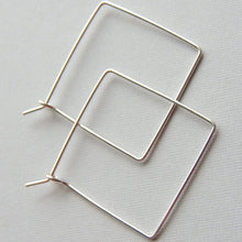 Square Hoops Sterling Silver Square One Inch Hoop Earrings Simple Minimalist Earrings