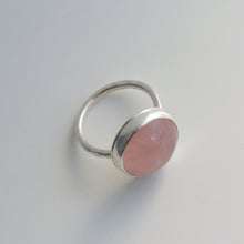 Rose Quartz Ring Sterling Silver Round Gemstone Size 7.5
