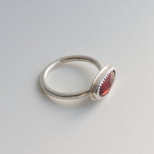 Garnet Ring Sterling Silver Freeform Faceted Gemstone Size 6.5