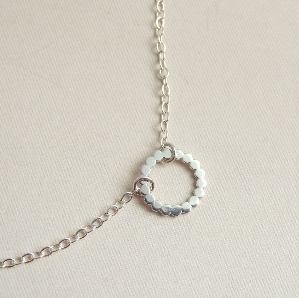 Eternity Necklace Small Sterling Silver Circle Necklace Beaded Silver
