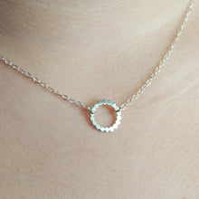 Eternity Necklace Small Sterling Silver Circle Necklace Beaded Silver