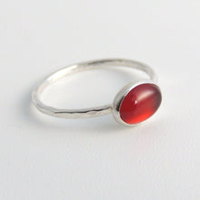 Oval Carnelian Ring Sterling Silver Stacking Ring Fire Orange Stone Ring