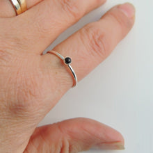 3mm Black Onyx Ring Sterling Silver Stacking Ring Small Black Stone Ring