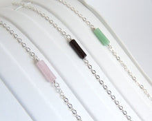 Sterling Silver Cable Chain Bracelet Rose Quartz, Green Aventurine or Black Onyx