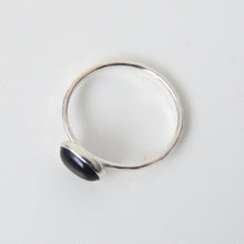 Oval Black Onyx Ring Sterling Silver Stacking Ring Jet Black Stone Ring