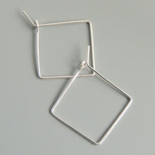 Square Hoops Sterling Silver Square 3/4 Inch Hoop Earrings Simple Minimalist Earrings